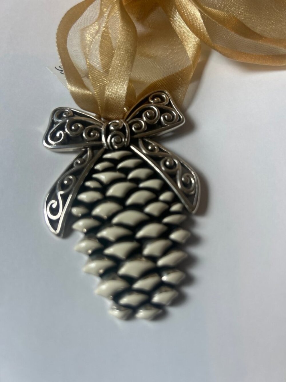 Brighton Pine Cone Christmas Ornament NWT with gold ribbone